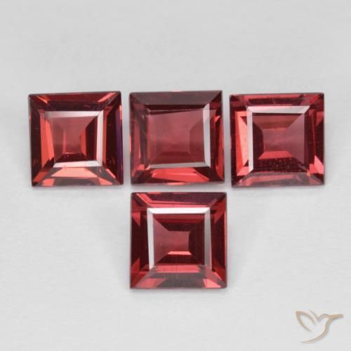 Pedras preciosas de rodolita granada Vinho Tinto Profundo natural de 3.12 ct, Quadrado, VS
