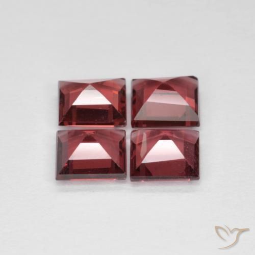 Pedras preciosas de rodolita granada Vinho Tinto Profundo natural de 3.12 ct, Quadrado, VS