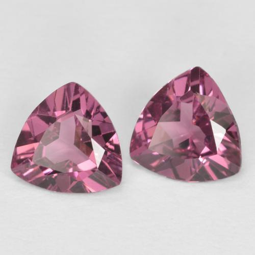 Pedras preciosas de granada rodolita roxo natural de 0,86 ct, trillion, VVS-VS