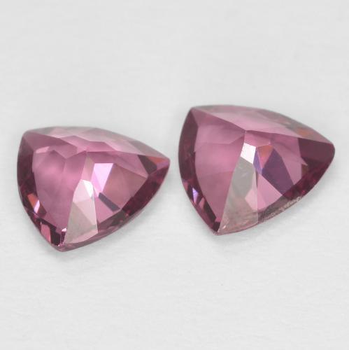 Pedras preciosas de granada rodolita roxo natural de 0,86 ct, trillion, VVS-VS