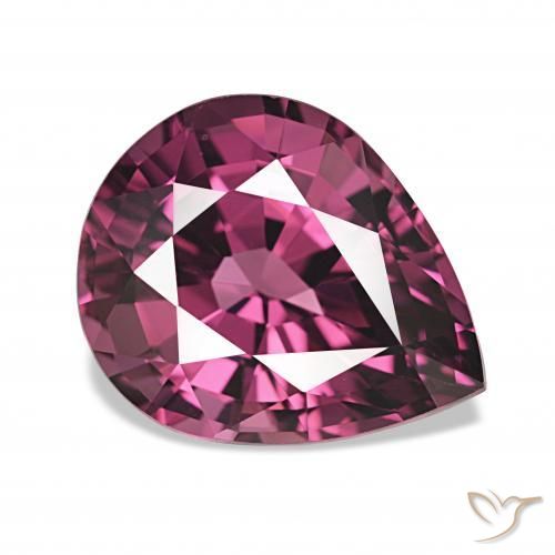 rodolita granada Vermelho Rapberry Natural 4.58ct, Formato de pêra, VVS