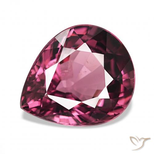 rodolita granada Vermelho Rapberry Natural 4.06ct, Formato de pêra, VS