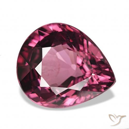 rodolita granada Vermelho Rapberry Natural 4.06ct, Formato de pêra, VS