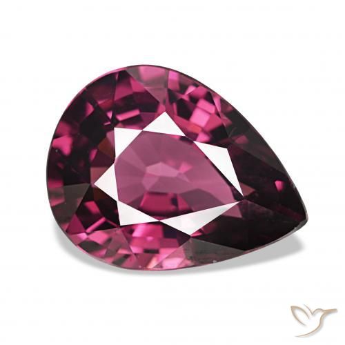rodolita granada Medium Dark-Purple Natural 4.29ct, Formato de pêra, VS