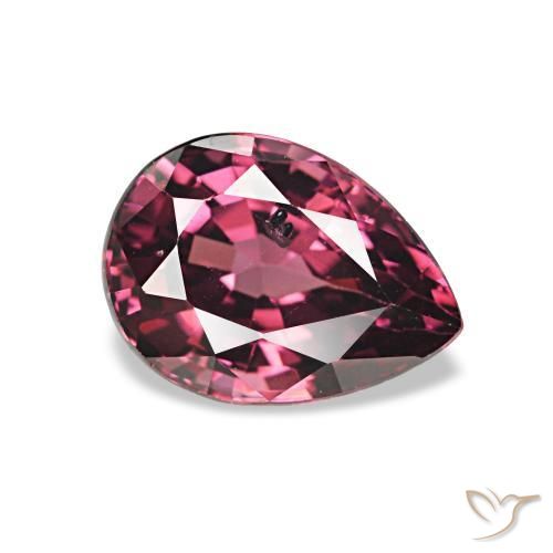 rodolita granada Roxo profundo Natural 1.12ct, Formato de pêra, VS