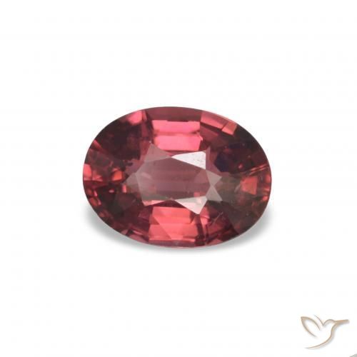 Granada rodolita vermelho natural 1,09ct, corte oval, VS