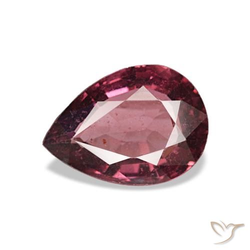 Granada rodolita vermelho natural 0,80ct, formato de pêra, VS