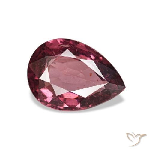 Granada rodolita vermelho natural 0,80ct, formato de pêra, VS