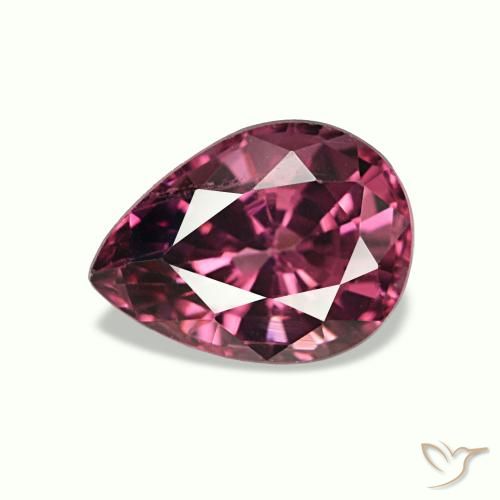 Granada rodolita roxo natural 0,90ct, formato de pêra, VS