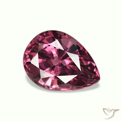 Granada rodolita roxo natural 0,90ct, formato de pêra, VS