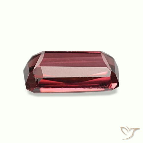 Granada rodolita vermelho natural 1,23ct, corte esmeralda, VS