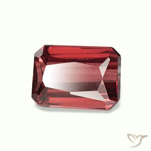 Granada rodolita vermelho natural 0,92ct, corte esmeralda, VVS-VS