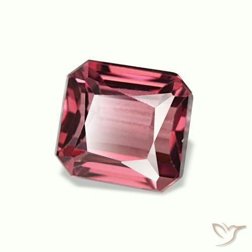 Granada rodolita vermelho natural 1,18ct, corte esmeralda, VVS-VS