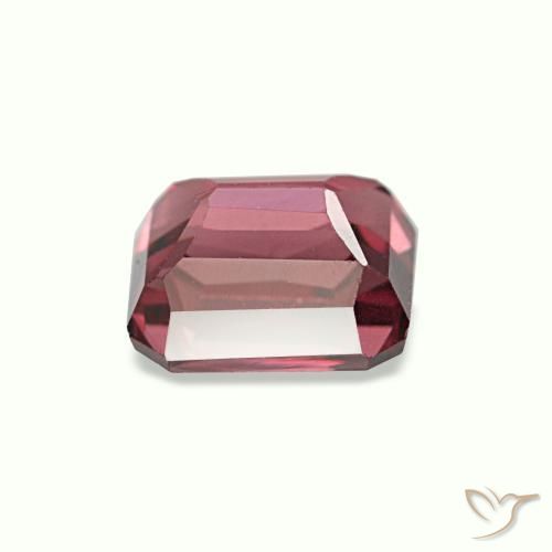 Granada rodolita vermelho natural 1,18ct, corte esmeralda, VVS-VS