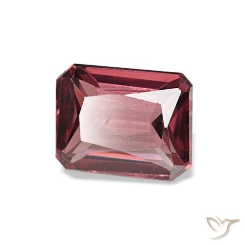 Granada rodolita vermelho natural 1,09ct, corte esmeralda, VS