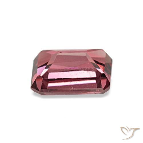Granada rodolita vermelho natural 1,09ct, corte esmeralda, VS