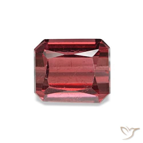 Granada rodolita vermelho natural 1,17ct, corte esmeralda, VS
