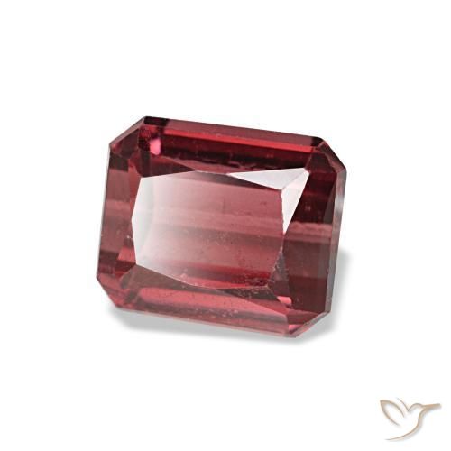 Granada rodolita vermelho natural 1,17ct, corte esmeralda, VS