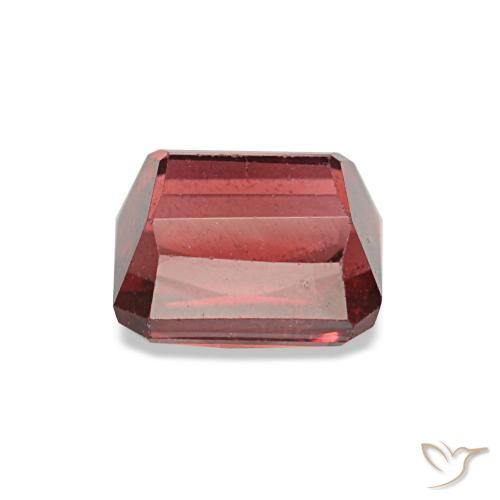 Granada rodolita vermelho natural 1,17ct, corte esmeralda, VS