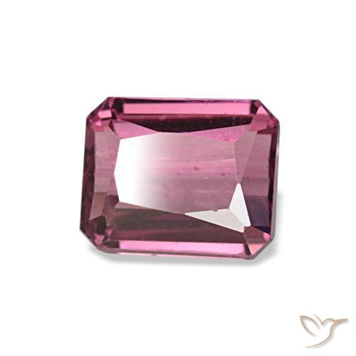 Granada rodolita vermelho natural 1,17ct, corte esmeralda, VS
