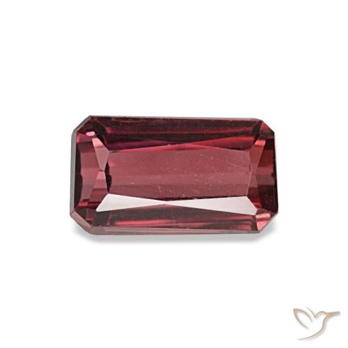 Granada rodolita vermelho natural 0,99ct, corte esmeralda, VS