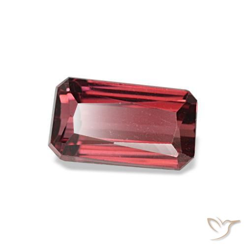 Granada rodolita vermelho natural 0,99ct, corte esmeralda, VS