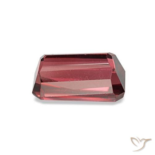 Granada rodolita vermelho natural 0,99ct, corte esmeralda, VS