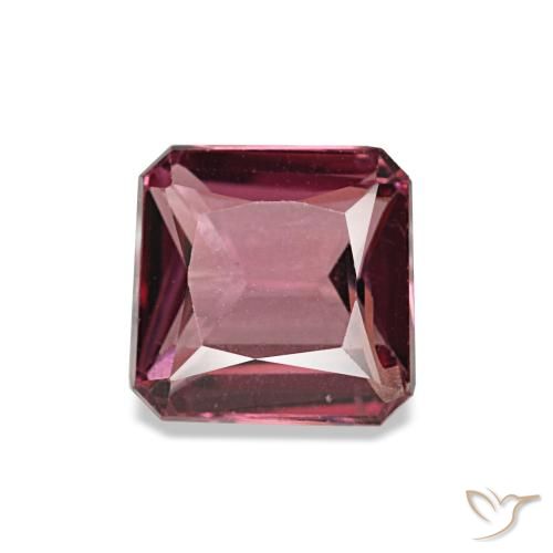Granada rodolita vermelho natural 1,21ct, corte esmeralda, VS