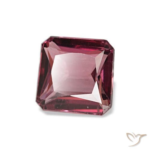 Granada rodolita vermelho natural 1,21ct, corte esmeralda, VS