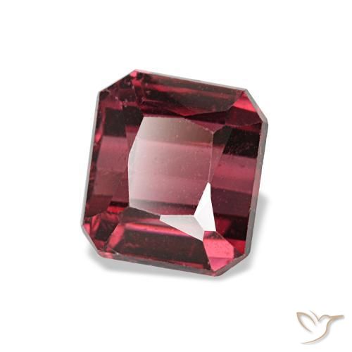 Granada rodolita vermelho natural 1,44ct, corte esmeralda, VS