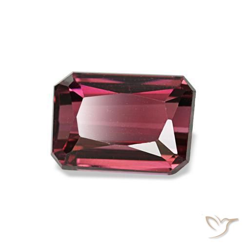 Granada rodolita vermelho natural 1,44ct, corte esmeralda, VVS-VS