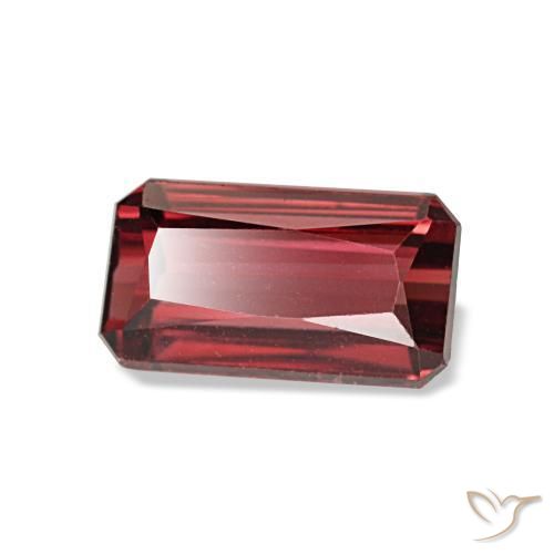 Granada rodolita vermelho natural 1,45ct, corte esmeralda, VVS-VS