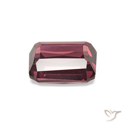 Granada rodolita vermelho natural 0,93ct, corte esmeralda, VVS-VS