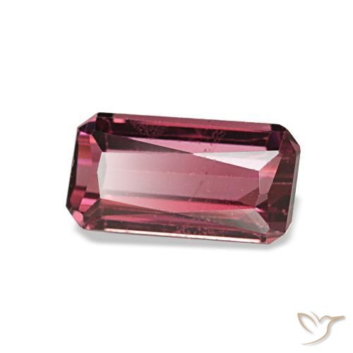 Granada rodolita vermelho natural 1,10ct, corte esmeralda, VS