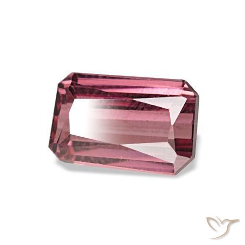 Granada rodolita vermelho natural 1,22ct, corte esmeralda, VS