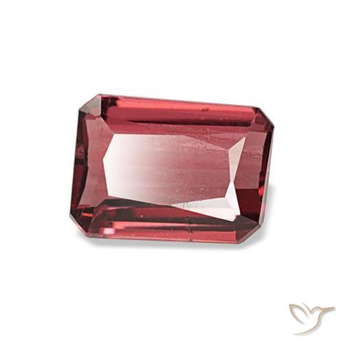 Granada rodolita vermelho natural 1,14ct, corte esmeralda, VS
