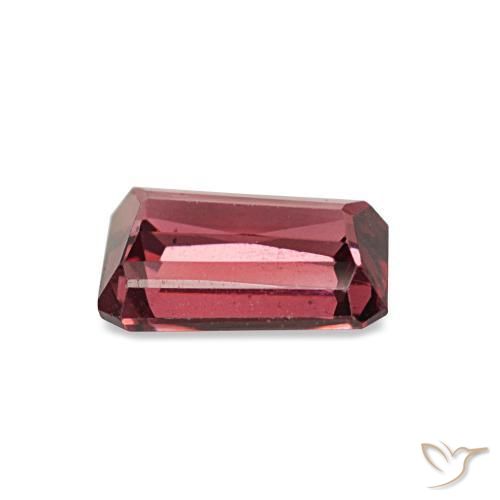 Granada rodolita vermelho natural 1,14ct, corte esmeralda, VS
