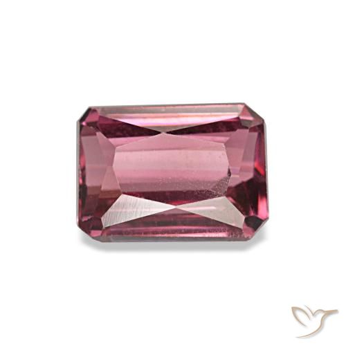 Granada rodolita vermelho natural 1,09ct, corte esmeralda, VS