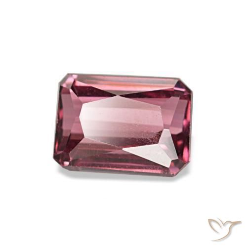 Granada rodolita vermelho natural 1,09ct, corte esmeralda, VS