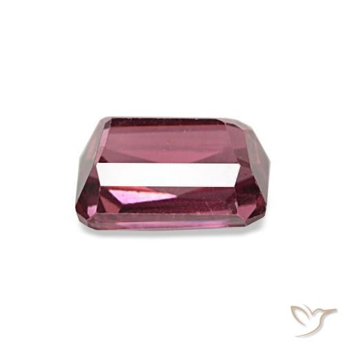 Granada rodolita vermelho natural 1,09ct, corte esmeralda, VS