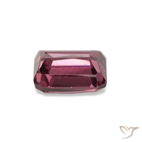 Granada rodolita vermelho natural 0,98ct, corte esmeralda, VS