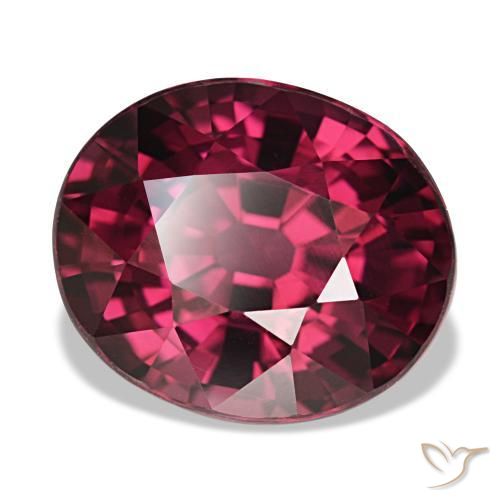 Granada rodolita vermelho natural 5,27ct, corte oval, VVS