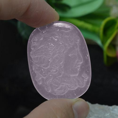 Quartzo rosa rosa natural 63,59ct, almofada cortada, transparente