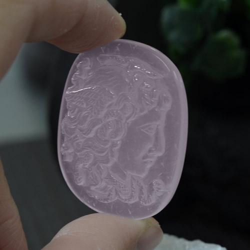 Quartzo rosa rosa natural 63,59ct, almofada cortada, transparente