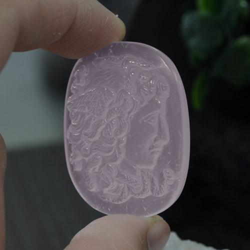 Quartzo rosa rosa natural 63,59ct, almofada cortada, transparente