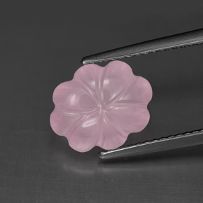 Quartzo rosa rosa natural 3,83ct, corte flor, transparente