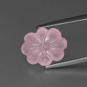 Quartzo rosa rosa natural 6,35ct, corte flor, transparente