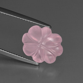 Quartzo rosa rosa natural 6,35ct, corte flor, transparente