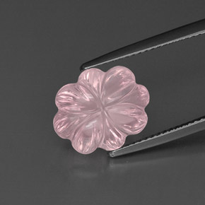Quartzo rosa rosa natural 6,33ct, corte flor, transparente