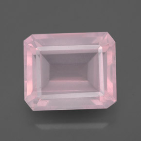 Quartzo rosa rosa natural 6,30ct, corte esmeralda, transparente